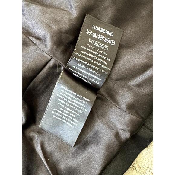 Guess Black Velvet Lapel Faux Leather Look Blazer Womens L Fitted Jacket Stretch - Picture 8 of 8